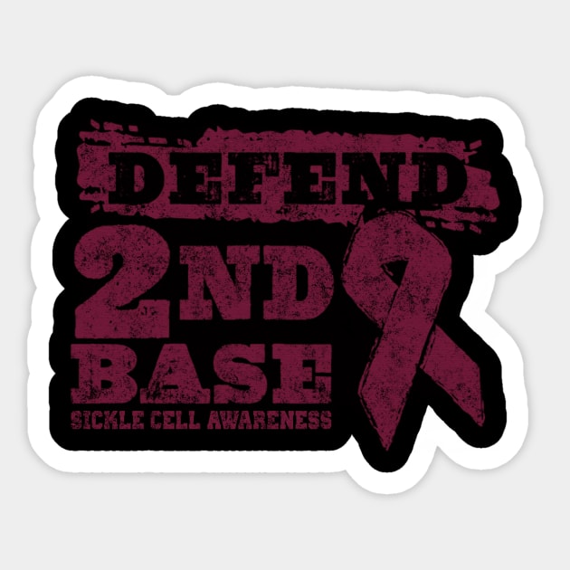 Defend 2nd Base Sickle Cell Awareness Burgundy Ribbon Warrior Sticker by celsaclaudio506